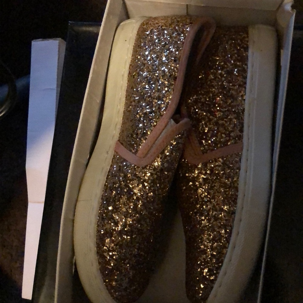 Champagne Glitter Slip on shoes size 7